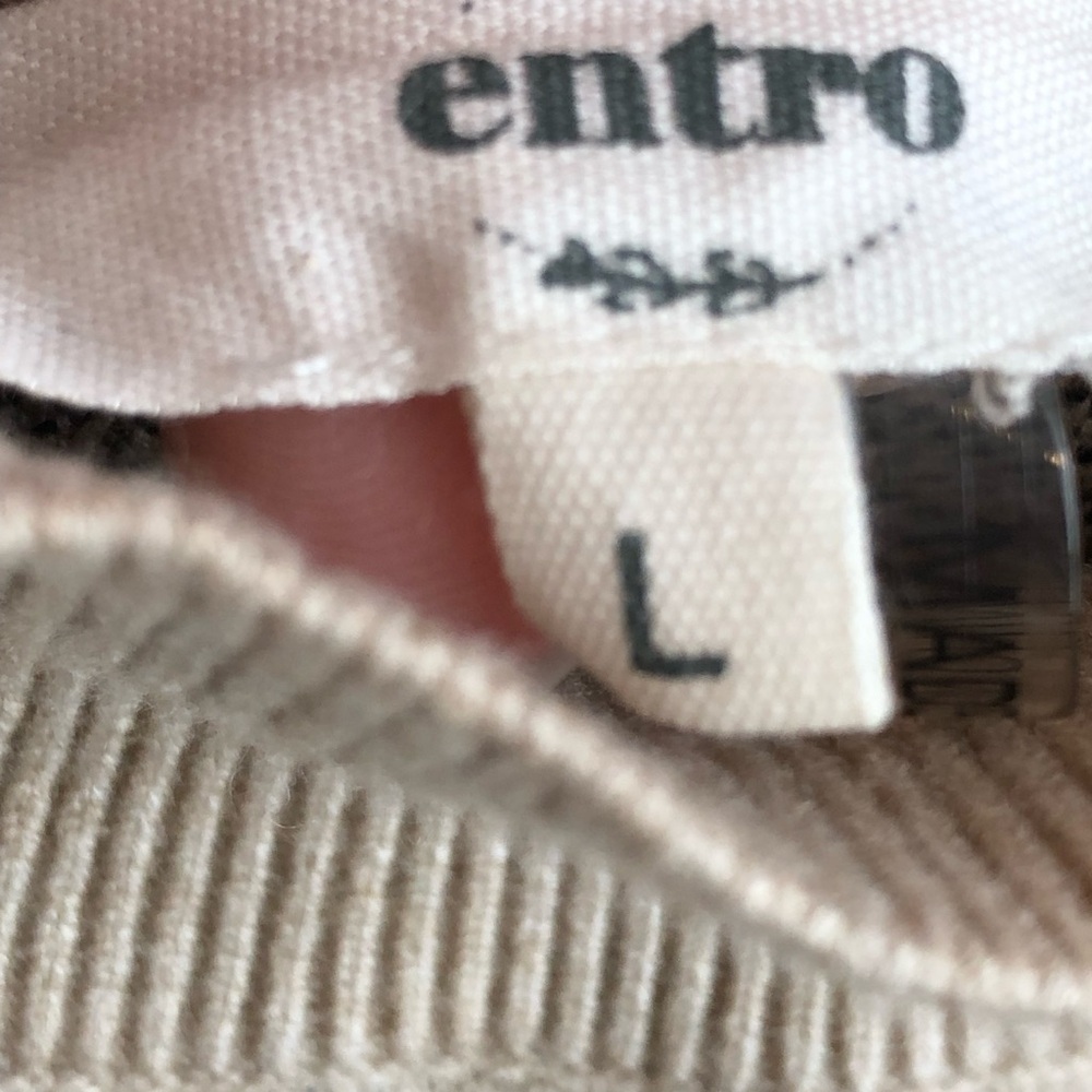 Entro Cream Beige Knit Leopard Motif Sweater Blouse Top Women’s Large - Picture 3 of 7